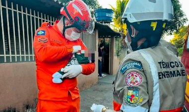Bebê de 10 dias é salvo de engasgo após atendimento de bombeiros por telefone  em Água Boa