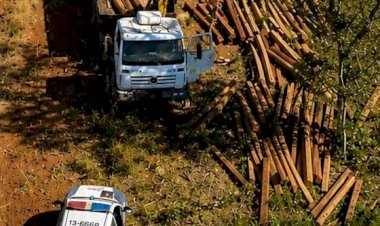 Polícia Militar prende dois homens suspeitos por extração ilegal de madeira em Campinápolis